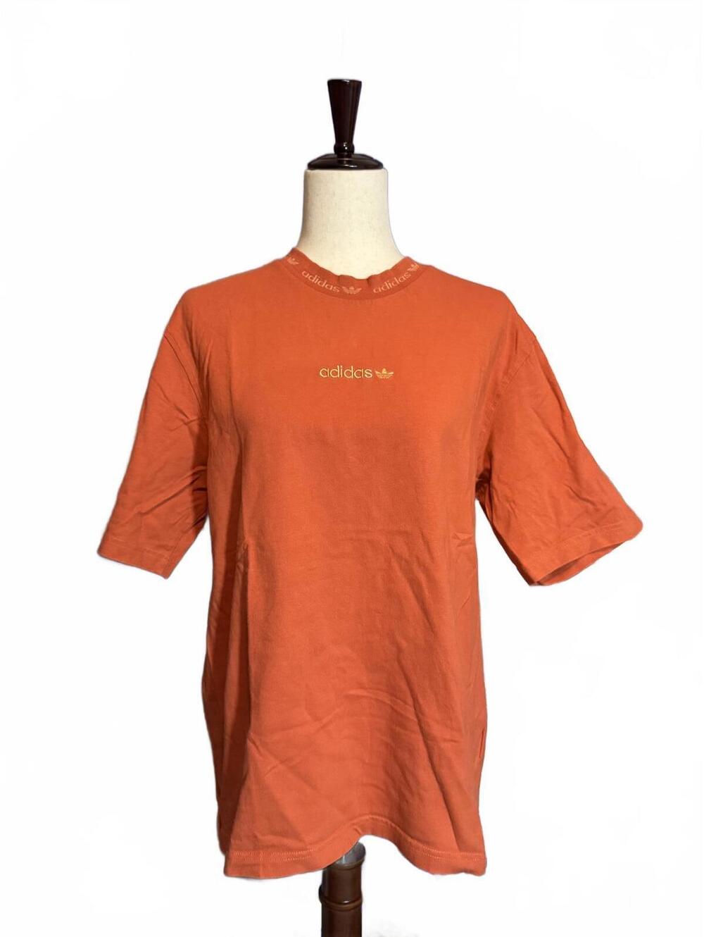 Adidas Orange Short Sleeve Casual T-Shirt Size Small